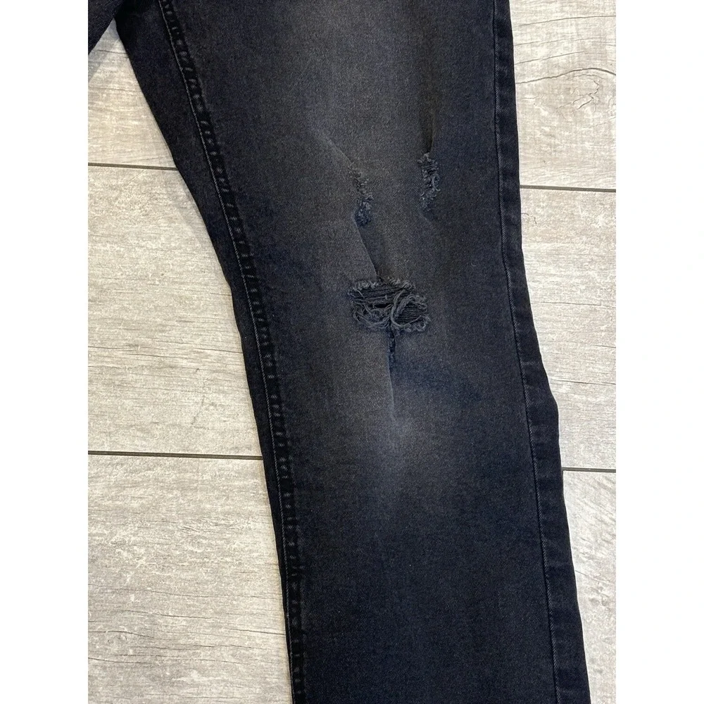 Ring of Fire Mens Black Distressed Straight Stretch Jeans 33x29‎ Mid Rise Grunge